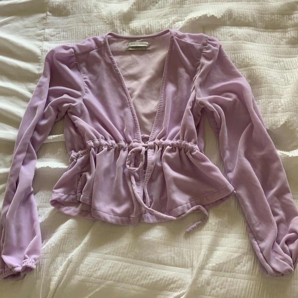Urban Outfitters Velvet Front Tie Top